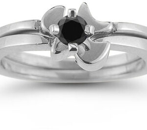 Christian Dove Black Diamond Engagement Ring Set, 14K White Gold