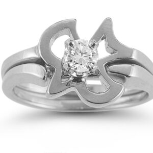 Christian Dove Diamond Bridal Wedding Ring Set in 14K White Gold