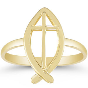 Christian Ichthus Ring in 14K Gold