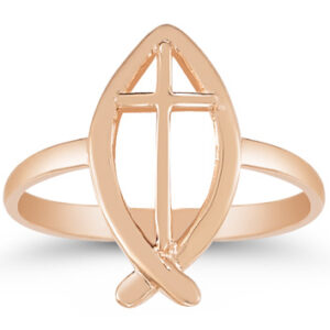 Christian Ichthus Ring in 14K Rose Gold