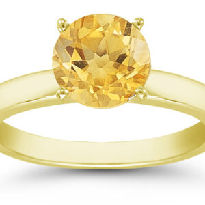 Citrine Gemstone Solitaire Ring in 14K Yellow Gold