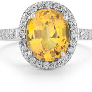 Citrine and Diamond Cocktail Ring in 14K White Gold