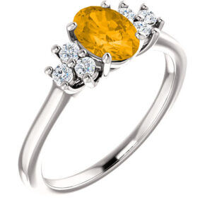 Citrine and Trinity Diamond Ring