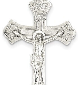 Crucifix Fluerie Pendant in Sterling Silver