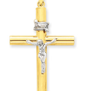 Crucifix Necklace, 14K Two-Tone Gold