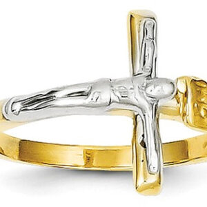 Crucifix Ring for Women, 14K Two-Tone Gold