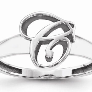 Cursive Custom Initial Ring in Sterling Silver