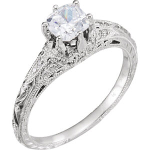 Cushion-Cut 0.86 Carat Diamond Antique-Style Engagement Ring