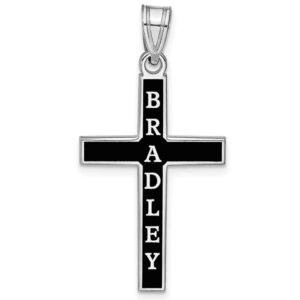 Custom Antiqued Name Cross Pendant in Sterling Silver