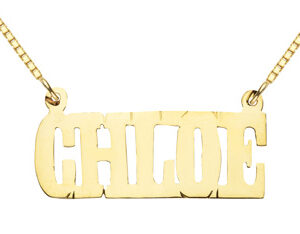 Custom Name Pendant, 14K Solid Yellow Gold, Chloe Design