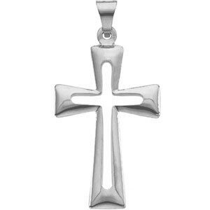 Cut-Out Latin Cross Pendant 14K White Gold