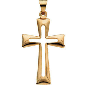 Cut-Out Latin Cross Pendant 14K Yellow Gold