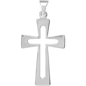 Cut-Out Roman Cross Pendant in 14K White Gold