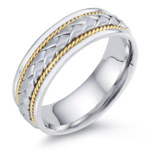 Designer Braided Wedding Band, 14K Two-Tone Gold