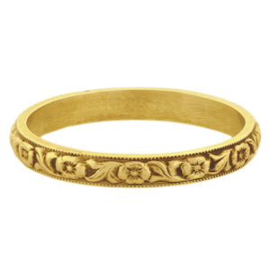 Devotion Vintage Flower Wedding Band in 14K Gold, Circa 1800s