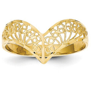 Diamond-Cut Filigree Chevron Ring in 14K Gold