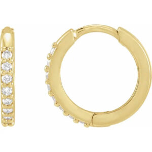Diamond Huggie Earrings, 14K Yellow Gold