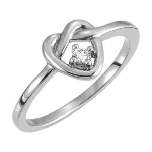 Diamond Love-Knot Heart Ring in White Gold