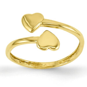 Double Heart Toe Ring in 14K Gold