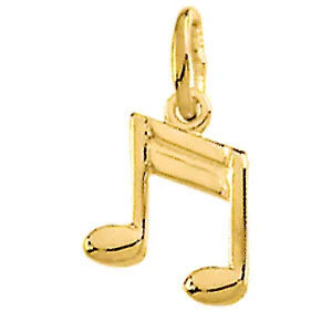 Double Sixteenth Note Music Pendant, 14K Gold