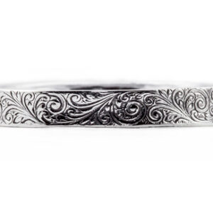 Edwardian-Style Paisley Wedding Band Ring in 14K White Gold