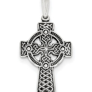 Embroidered Celtic Weave Cross Necklace in Sterling Silver