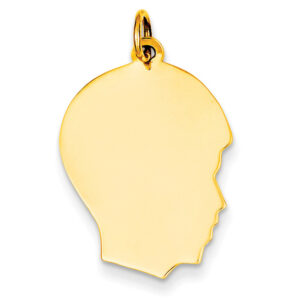 Engravable 14K Gold Boy Head Charm Pendant