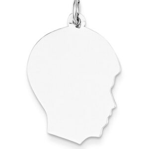 Engravable 14K White Gold Boy Head Charm Pendant