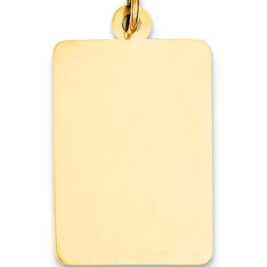 Engravable Rectangular Disc Charm Pendant, 14K Gold