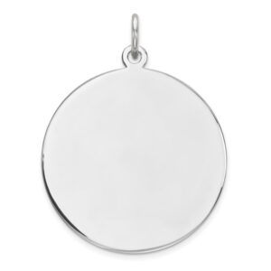 Engravable Silver Disc Charm Pendant 13/16"