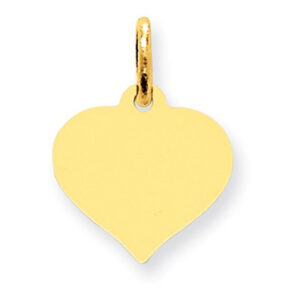 Engraveable Heart Charm Pendant in 14K Gold