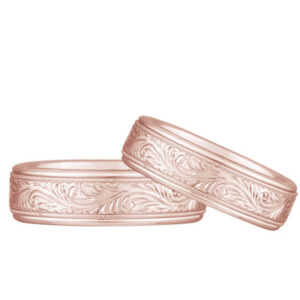 Engraved Paisley Wedding Band, 14K Rose Gold