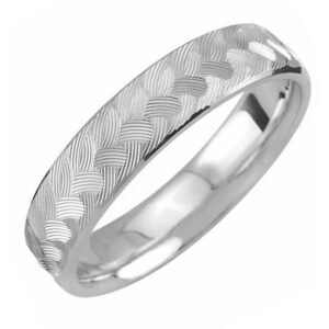 Engraved Weave Silver Wedding Ring