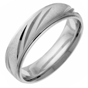 Fancy Cut Wedding Band Ring in 14K White Gold