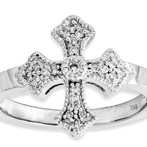 Fancy Diamond Cross Ring, 14K White Gold