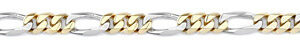 Figaro Bracelet, 14K Two-Tone Gold, 7mm