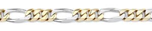 Figaro Bracelet, 14K Two-Tone Gold, 9mm