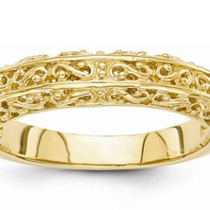 Filigree Wedding Band Ring in 14K Yellow Gold