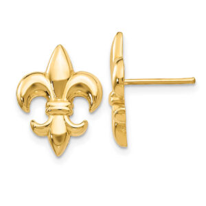 Fleur de Lis Stud Earrings, 14K Gold