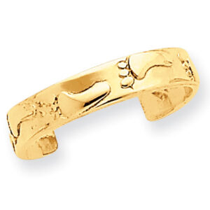 Footprints Toe Ring, 14K Gold