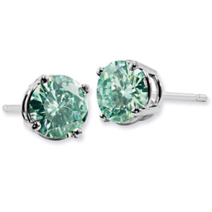 Forever Brilliant 1 Carat Green Moissanite Stud Earrings