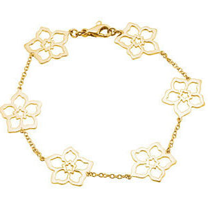 Forget Me Not Flower Bracelet in 14K Gold