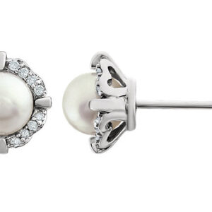 Freshwater Cultured Pearl and Diamond Earrings