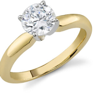 GIA Graded 1/2 Carat Diamond Solitaire Ring, G Color, VS2 Clarity, 14K Yellow Gold