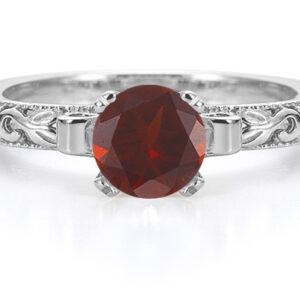 Garnet 1 Carat Art Deco Ring in Sterling Silver