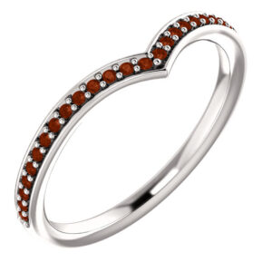 Garnet "V" Ring in 14K White Gold