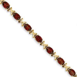 Garnet XOXO Bracelet in 14K Yellow Gold