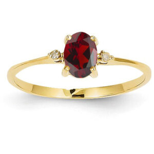 Garnet and Diamond Birthstone Ring in 14K Yellow Gold