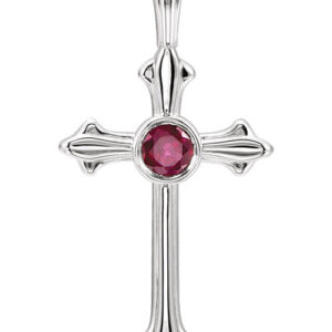 Genuine Ruby Fleurie Cross Necklace