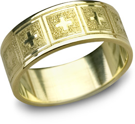 Giavanna Cross Wedding Band, 14K Yellow Gold